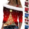 Женские топы с длинными рукавами. Модные женские свободные пуловеры с открытыми плечами с рождественским принтом.