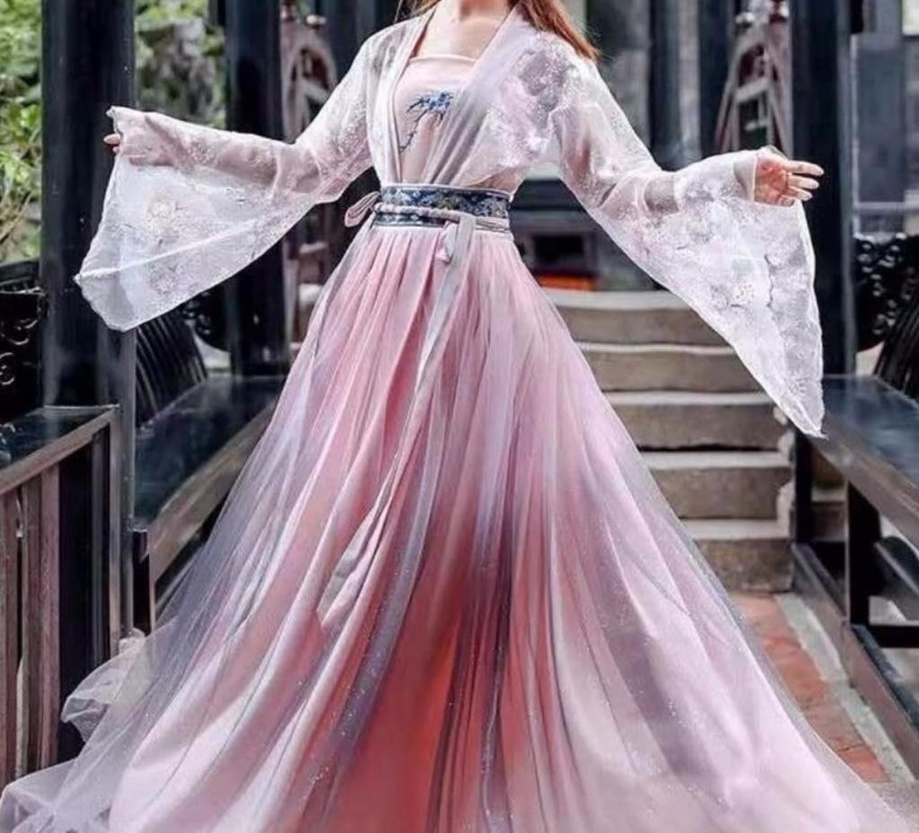 Ханфу Косплей Хакама Японское Кимоно Этнический Костюм Косплей Длинный [Леди Ленивый] (Розовый, S)