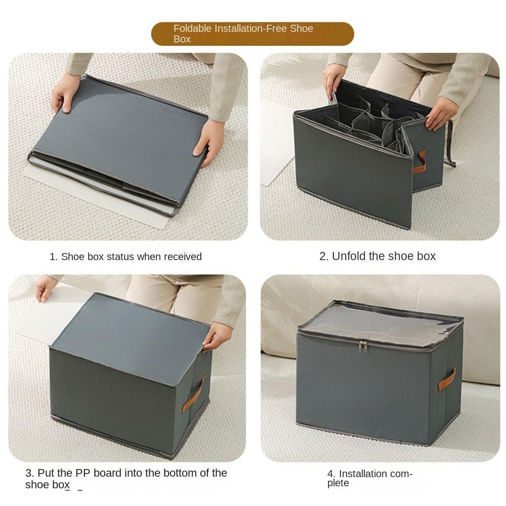 Waterproof 12 Grids Shoes Storage Box Foldable Clothes Jeans Storage Box Bedroom