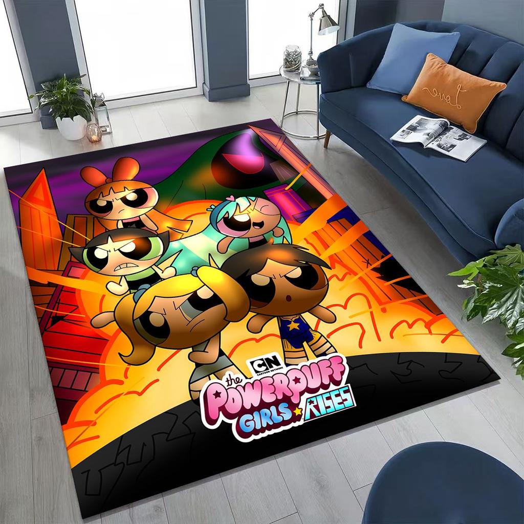 Мультяшный P-Powerpuff Girl Милый Арт Ковер Коврик для Спальни Гостиной Дивана Домашний Придверный Коврик Декор, Большой Детский Нескользящий Напольный Коврик