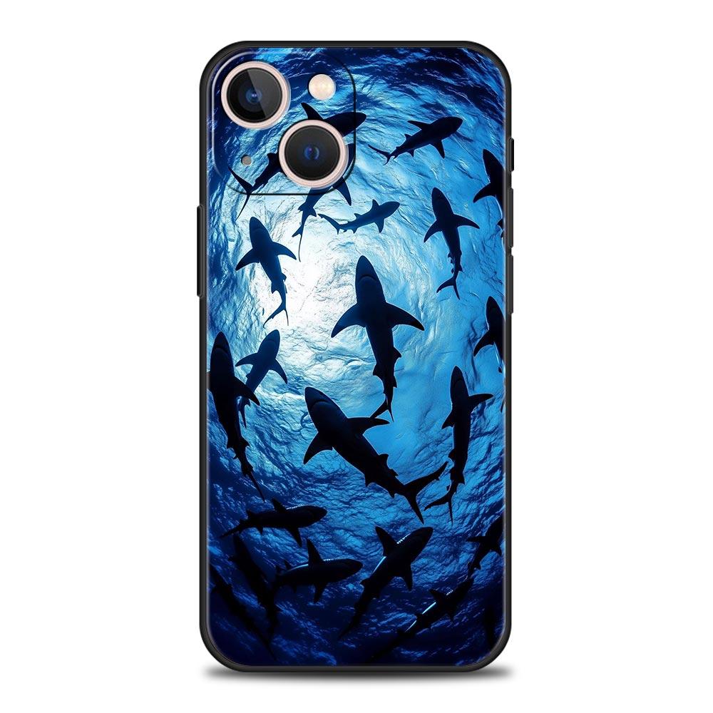 Чехол для телефона Акула Для iPhone 17 Air 16 Plus 13 15 14 12 11 Pro MAX 7 8 SE Мягкий ТПУ Ударопрочный Чехол Funda