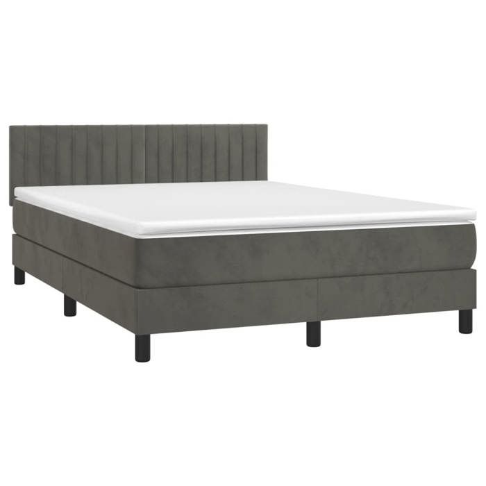 Maison Exclusive - Sommier à lattes de lit avec matelas LED Gris foncé 140x190 cm