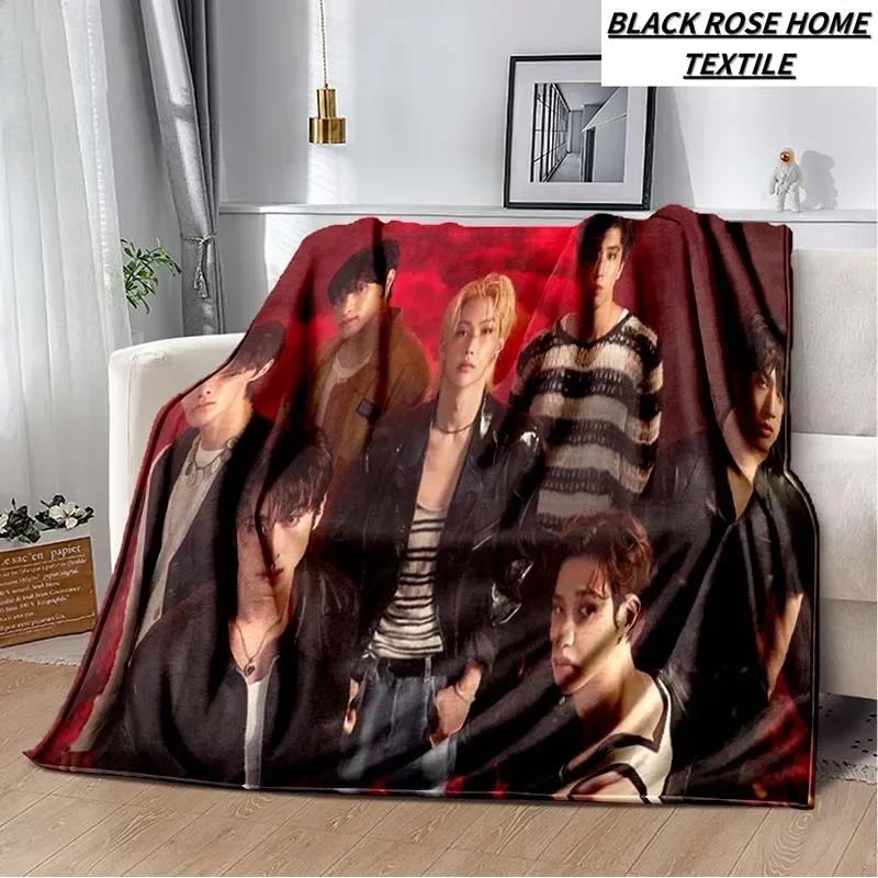 Плед с модным принтом KPOP stray-kids Idol Art, для гостиной, мягкий плюшевый плед для сна, Плед