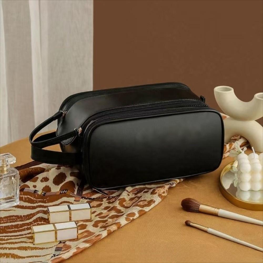 Double Zipper Multifunctional Makeup Bag Large Capacity Portable Travel Bags Makeup Brush