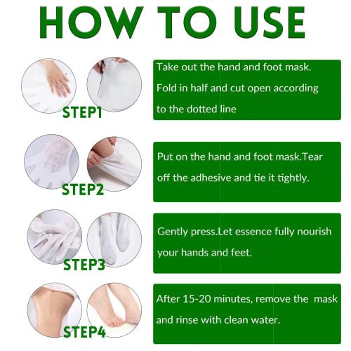 Christmas Gift: Moisturizing Foot and Hand Masks, 12-Count, Gloves & Socks Included. Intensive Repair Mask, Peeling Mask for Women, Dry and Cracked Sk