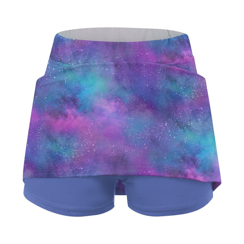 Женская юбка, эластичные брюки-кюлоты для йоги для женщин, спортивные шорты с принтом, легкие узкие однотонные бегуны с высокой талией