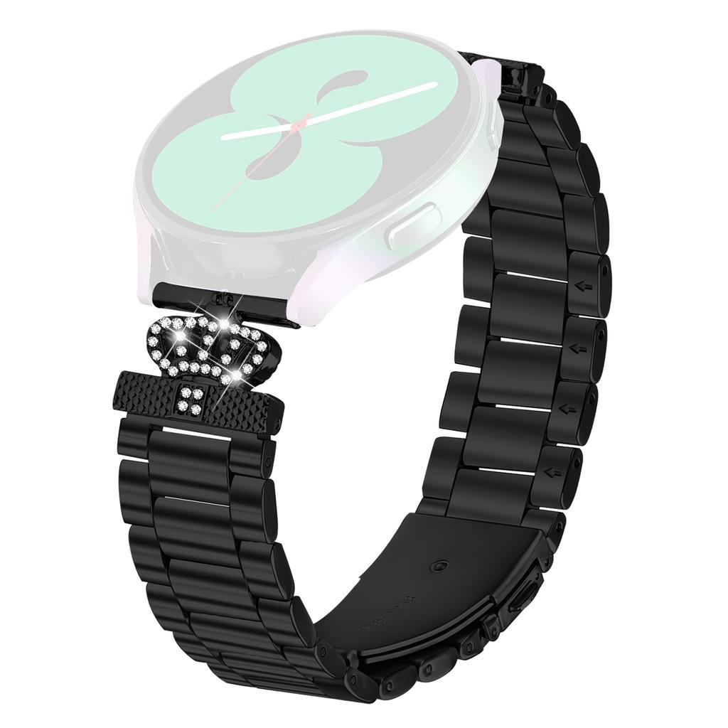 Stainless Steel Strap for Garmin Approach S40/Forerunner 158 Watch Band Crown Shape Rhinestone Decor