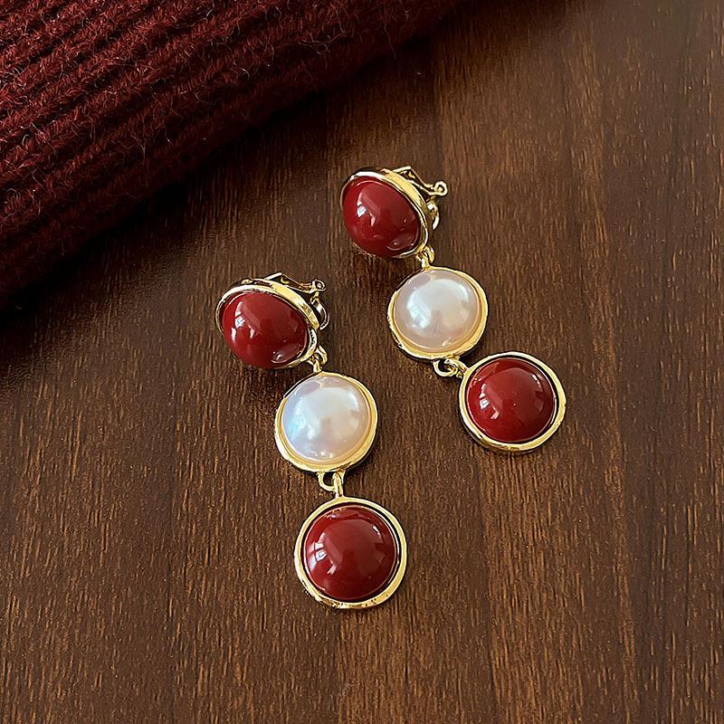 Серьги-клипсы в стиле 80-х в гонконгском стиле красного и синего цвета для непроколотых ушей – Высококлассные французские роскошные серьги-кольца