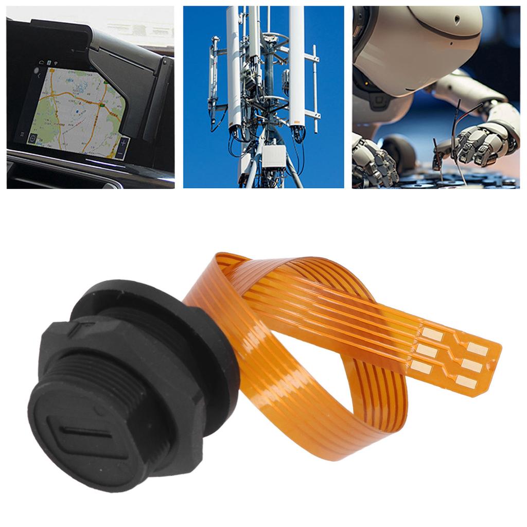 SIM Socket Flexible Cable 20cm IP68 Water Proof Threaded Panel Mount SIM Card Female Socket To Male