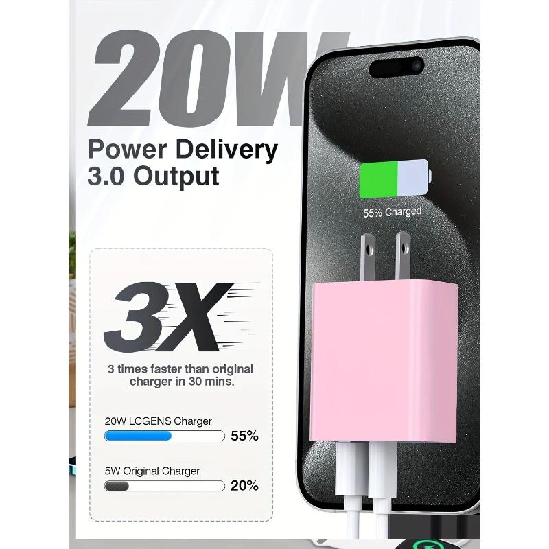 Блок быстрой зарядки USB C 20 Вт Двухпортовый адаптер питания с кабелем 6 футов Type C Комплект для быстрой зарядки для серии iPhone 15 i