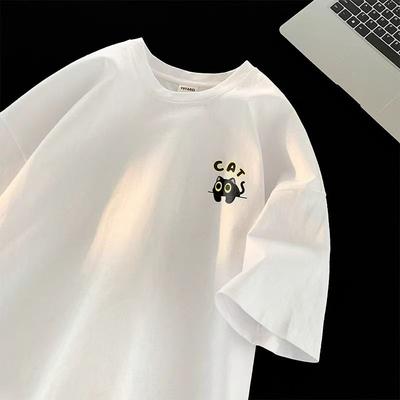 2025 Женская хлопковая повседневная дышащая футболка Летняя новинка Белая модная женская футболка с коротким рукавом