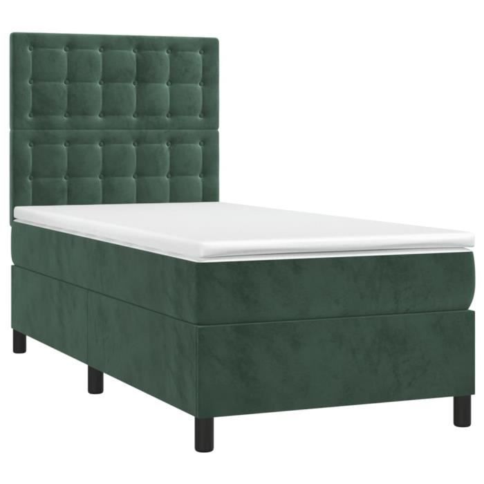 3143232 vidaXL Divan Bed and Mattress Dark Green 80x200 Cm Velvet