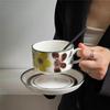 Нишевый Подержанный Цветочный Керамический Набор Кофейной Чашки и Блюдца Французский Винтаж Чашка Латте Арт Латте Цветок Чайная Чашка