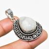 Rainbow Moonstone Gemstone Handmade 925 Silver Plated Jewelry Pendant 1.70"