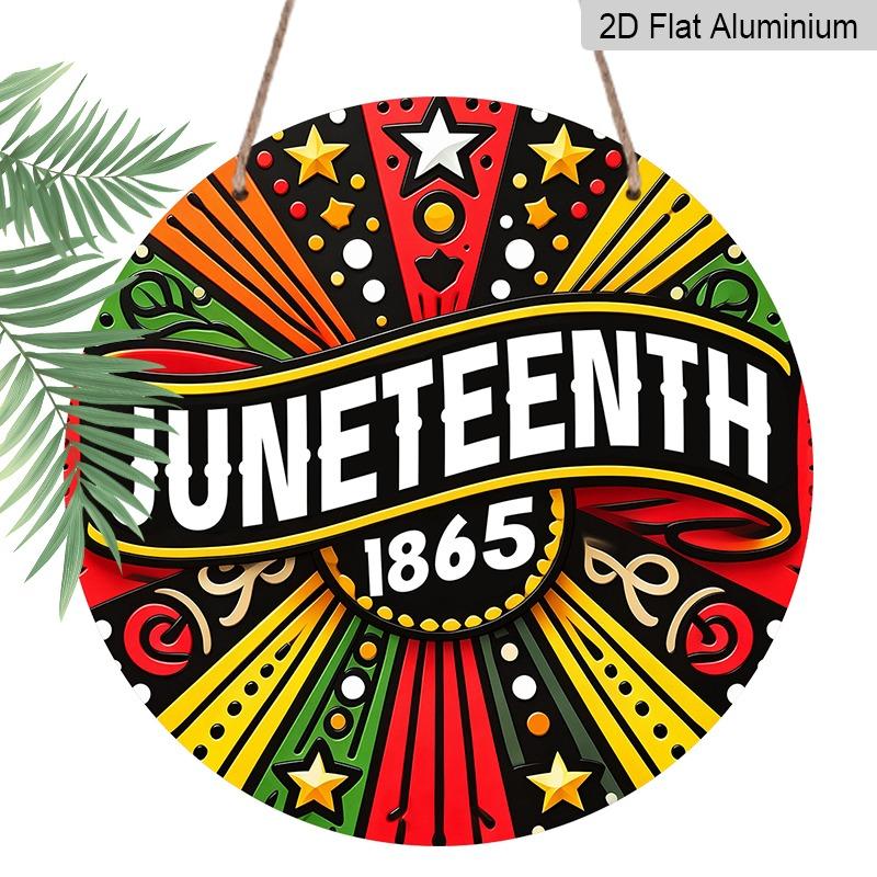 2D Flat Aluminum Wall Hangings with A Juneteenth Theme Are Available in Various Sizes Featuring Radiating Lines Stars and African-inspired Patterns