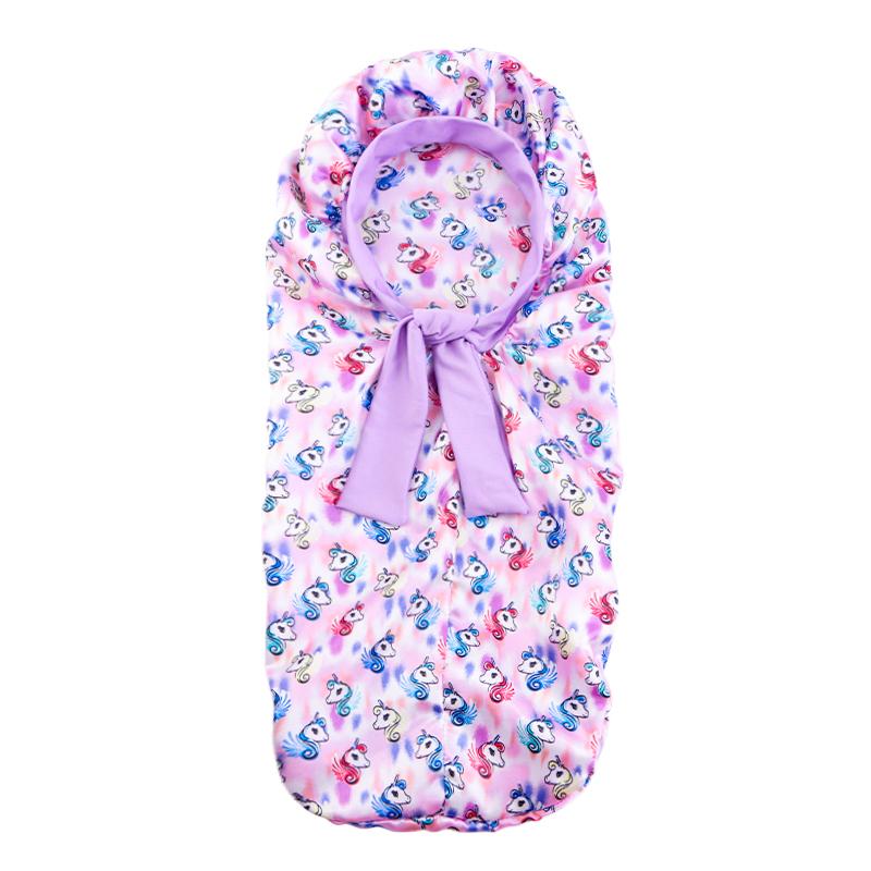 Детский длинный чепчик-труба с мультяшным принтом, широкой эластичной лентой, ночной чепчик для вьющихся волос, уход за волосами, головной убор, шапка для сна для мальчиков и девочек