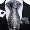 Paisley Tie Set Silk Jacquard Woven Necktie Hnaky Cufflinks for Mens Business Accesorries