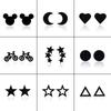 2025 Geometric Black Stainless Steel Star, Moon & Heart Ear Studs: Fashionable Mini Design
