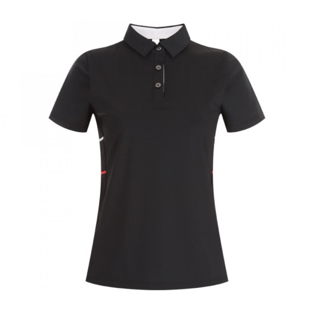 Shop   Women Premium Golf Collar Neck Side Color Block Spandex ShorT Sleeve T Sh