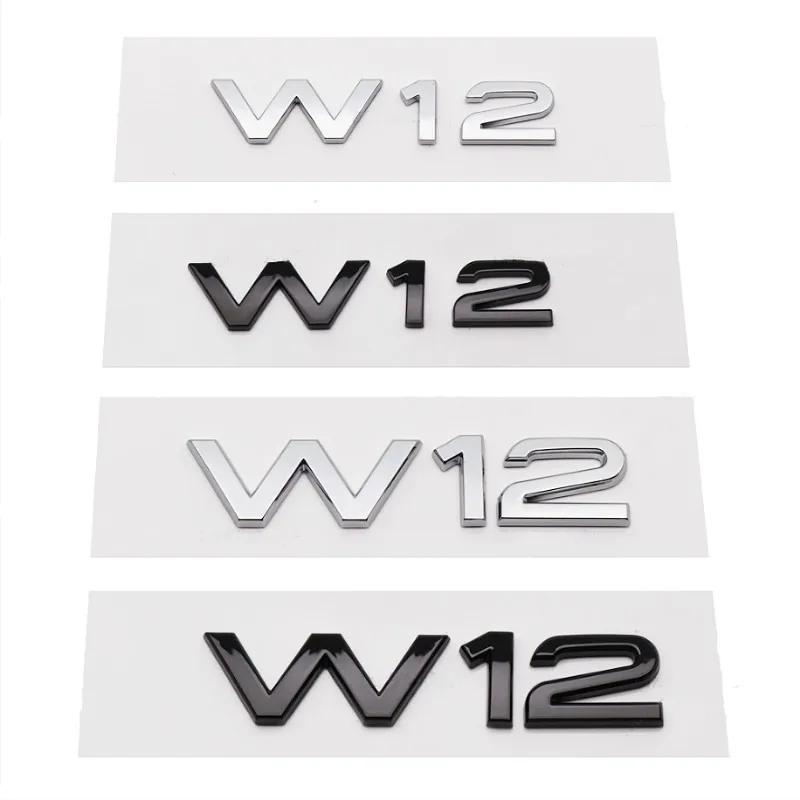3D ABS Chrome Black W12 Letters Logo Car Body Rear Trunk Emblem Badge Sticker Decals Accessories