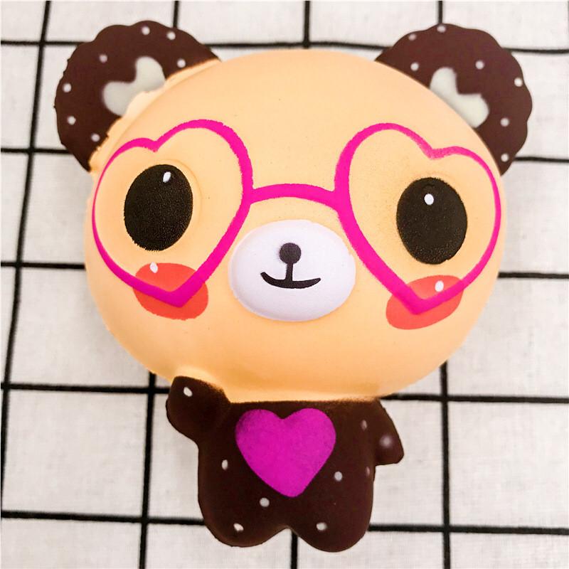 Squishy Bear Glasses Plush Toy With Slow Rebound Pu Material For Gift And Decoration