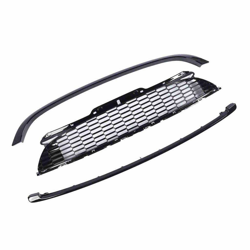3PcsSet Glossy Black Front Hood Molding Grille Surround Cover Trim Kits for R55 R56 R57 R58 R59 S