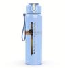 1PC Simple cross wooden line print 750ml colorful plastic sports water bottle leakproof pop up lid with straw for outdoor work home use