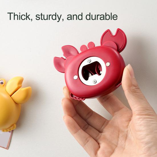 2Pcs Crab Shaped Bottle Opener, 3 in 1 Magnetic Can Opener, Kitchen Scissors & Utility Knife, Multi-functional Fridge Magnet Tool for Home Camping
