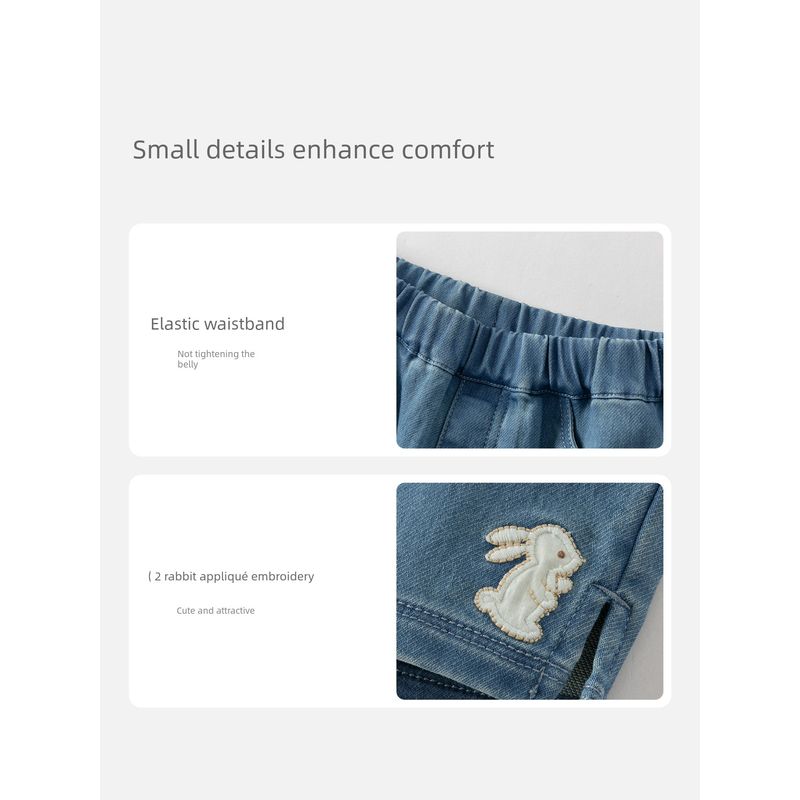 David Bella Children's Pants 2026 Spring New Style Girls' Trendy Casual Long Jeans Straight-Leg Pants
