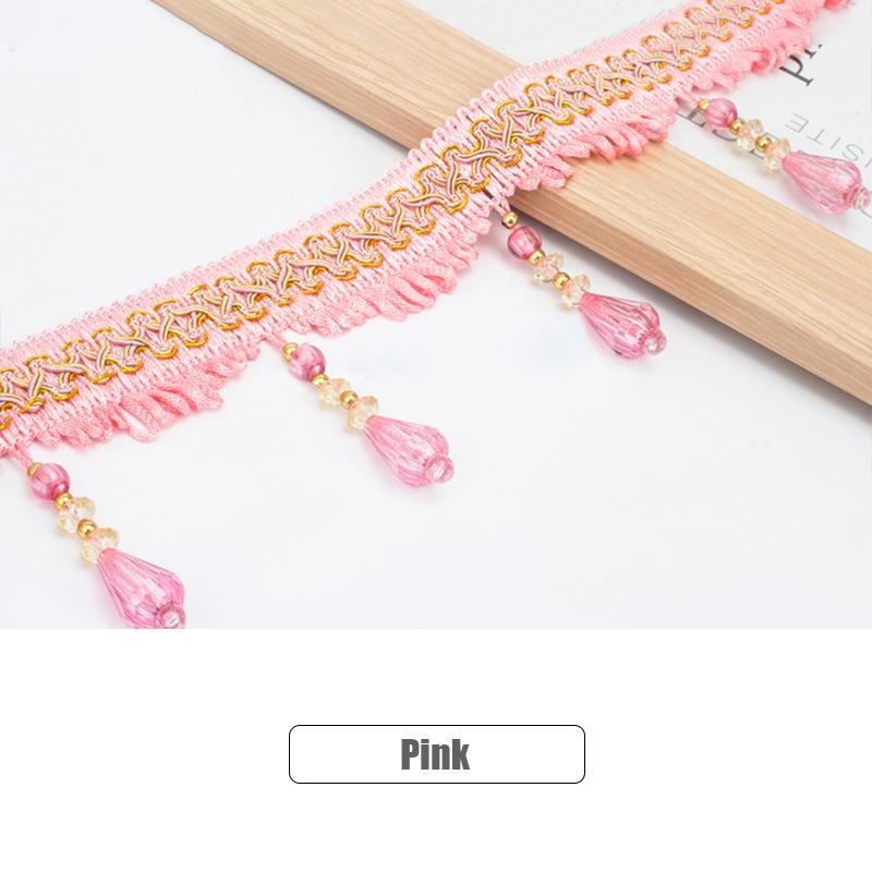 11.5 Meter Curtain Tassel Trim Pumpkin Crystal Bead Ribbon For Sewing Curtain Fringe Macrame Decoration Upholstery Fabric