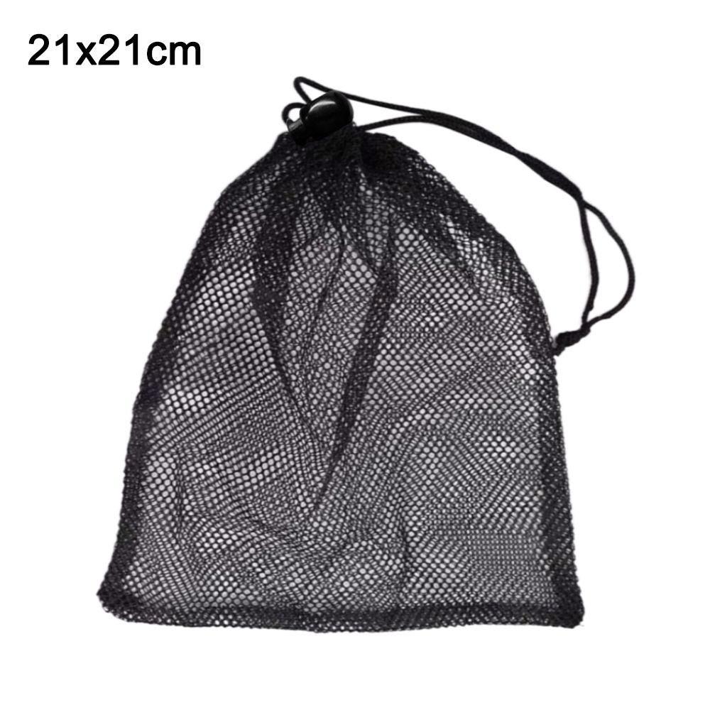 Black Laundry Bag Nylon Mesh Pouch Portable Drawstring Storage Pouch Bag