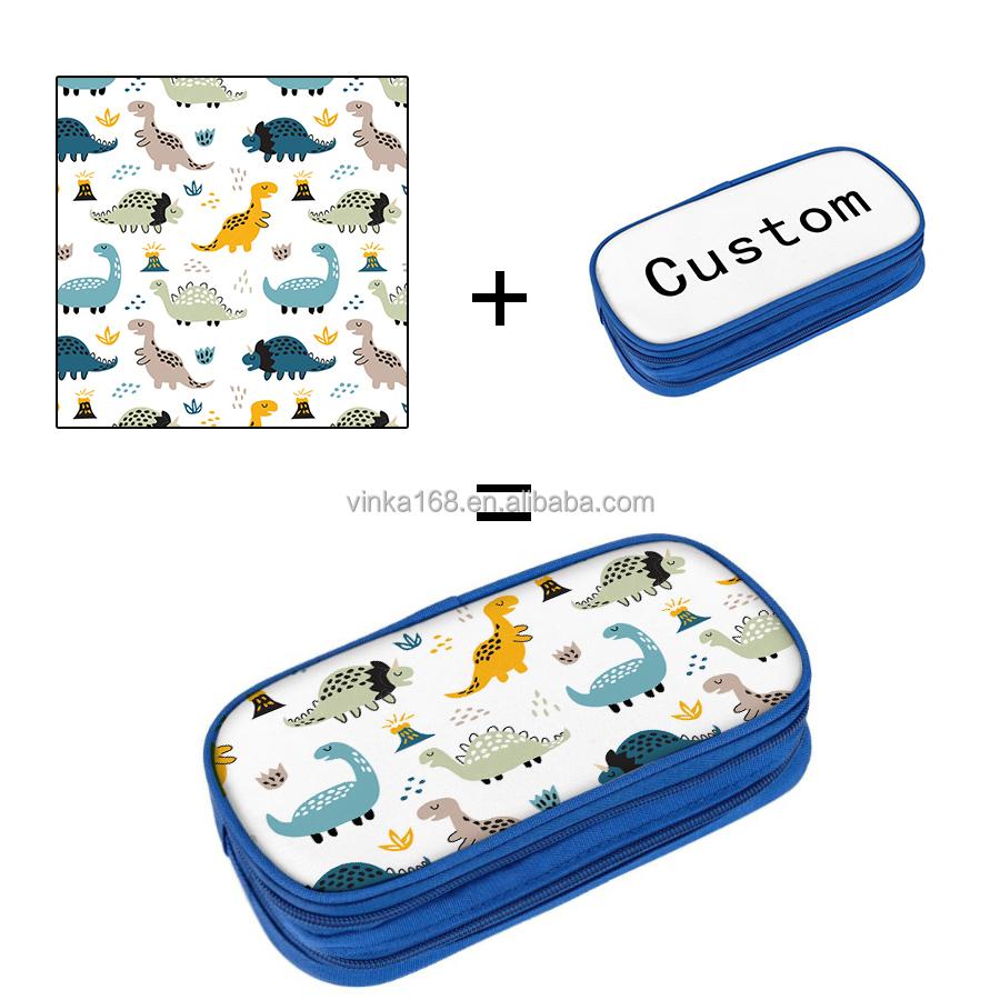 Customized Blue Student Pencil Case With Double-Layer & Multifunctional Features Made of Durable Polyester