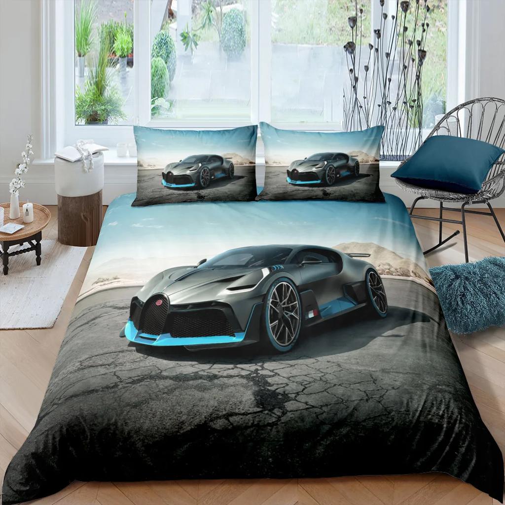 Постельное белье с принтом Hyper Car: пододеяльник и наволочка, комплект для кровати, односпальный, двуспальный, Twin, Full, Queen, King, 2/3 шт., полиэстер, чехол на одеяло