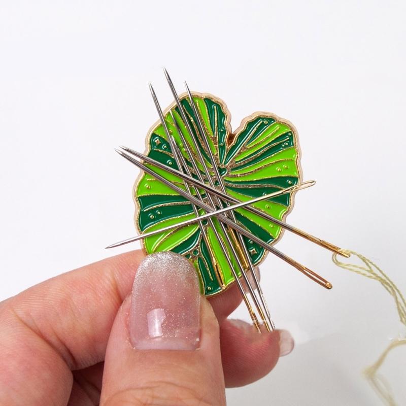 Игольница в форме листа и цветка, магнитные держатели для игл, игольница для вышивания