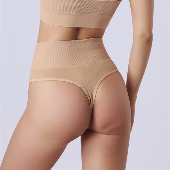 Women Underpants High Waist Solid Color Slimming Thread Butt-lifted Good Breathability Elastic Quick-drying Sport Casual Briefs Female Panties