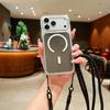 Чехол для iPhone 17 Pro, совместимый с MagSafe, прозрачный, с блестками, из ТПУ и акрила, с ремешком на плечо