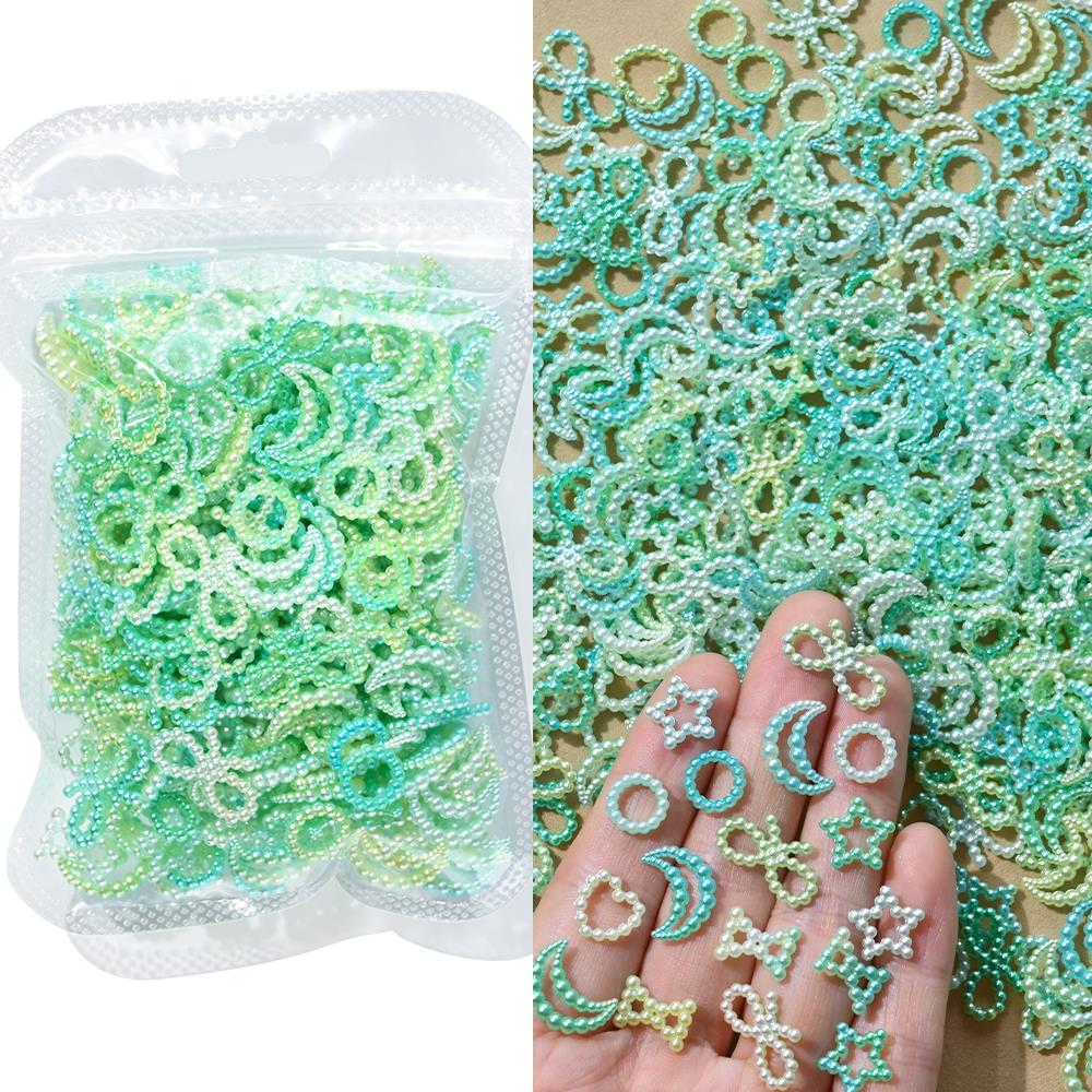 50 г/пакет, разноцветные перламутровые украшения для ногтей, полые сердечки, звездочки, аксессуары для маникюра своими руками
