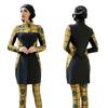 Women Muslim Swimming Suit Printing Full Coverage Swimsuit Full Body Burkini Modest 3 Pieces Set Plus Size Long Sleeve Islamic Swimsuit Summer