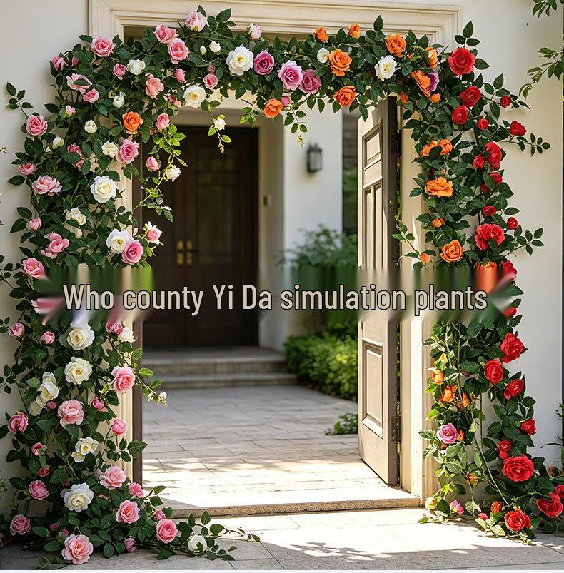 Artificial Rose Vine for Indoor Living Room and Air Conditioner Decoration