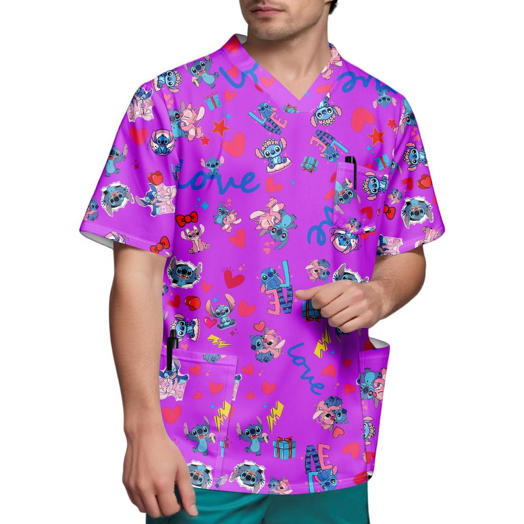 Мужской топ с коротким рукавом и V-образным вырезом с принтом нагрудного кармана