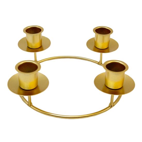Advent Wreath Candle Holder Christmas Candle Ring Stand for 4/5 Taper Candles Gold Metal Advent Wreath Ring for Christmas Holiday Home Party Church