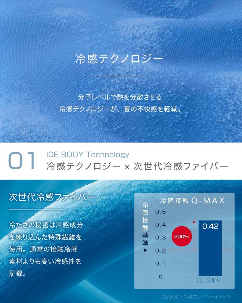 Duerfusa Short Sleeve Inner for and Summer of Men's Cool-to-the-Touch Shirt, Q-MAX 0.42, Breathable, Moisture-Wicking, Quick-Drying, Stretchy,