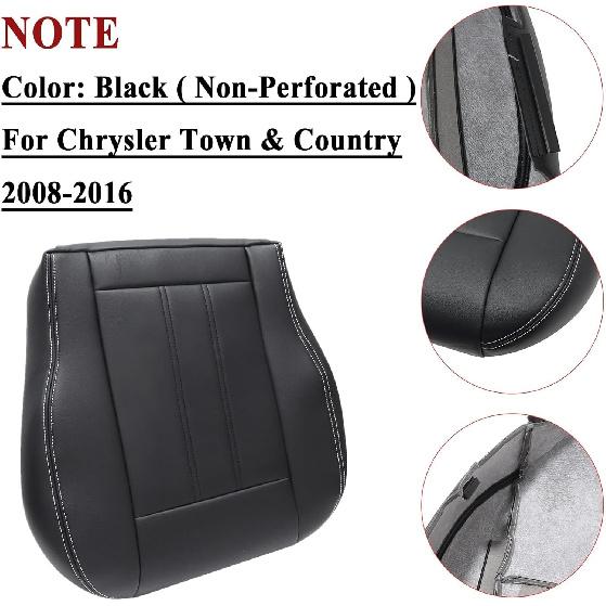 NLQR Задняя сторона водителя Нижняя сменная чехол сиденья Микрофибра Кожа Черный Неперфорированный Совместим с Chrysler Town & Country 2008 2009 2010