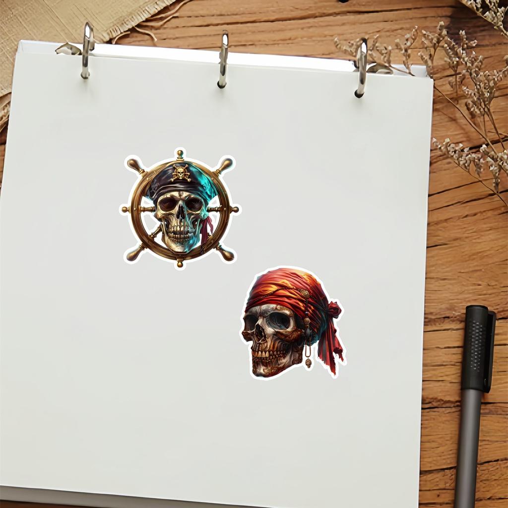 1 set cute Retro watercolor, Gothic pirate skull sailing  Stickers for Laptop Skateboard Bicycle Motorcycle Car Styling Decals