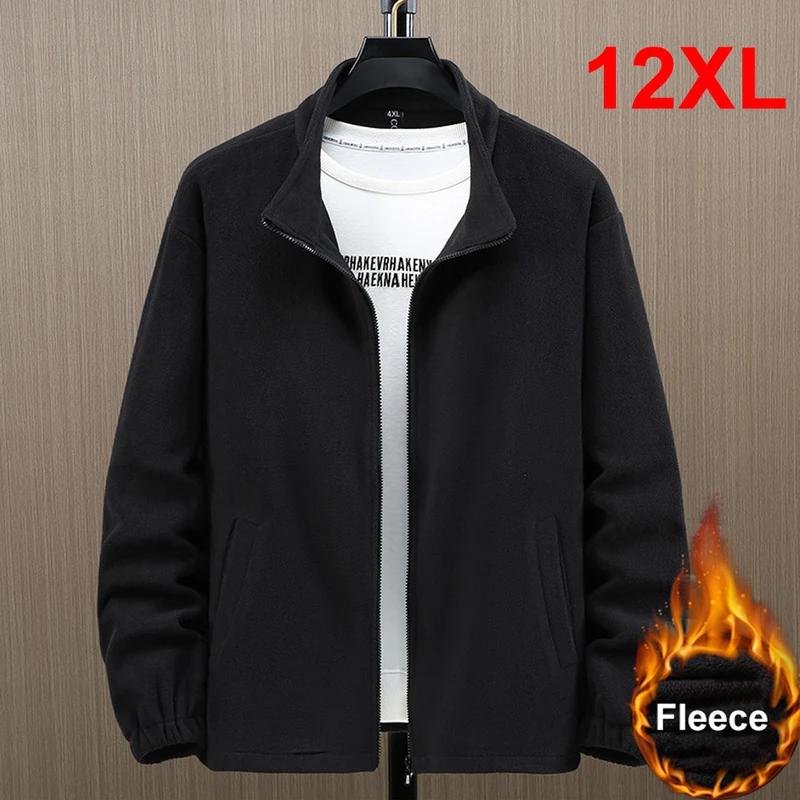 Men Winter Thcik Warm Solid Color Polar Fleece Jacket Fleece Jacket Coat Plus Size 12XL Fashion Casual Polar Fleece Coat