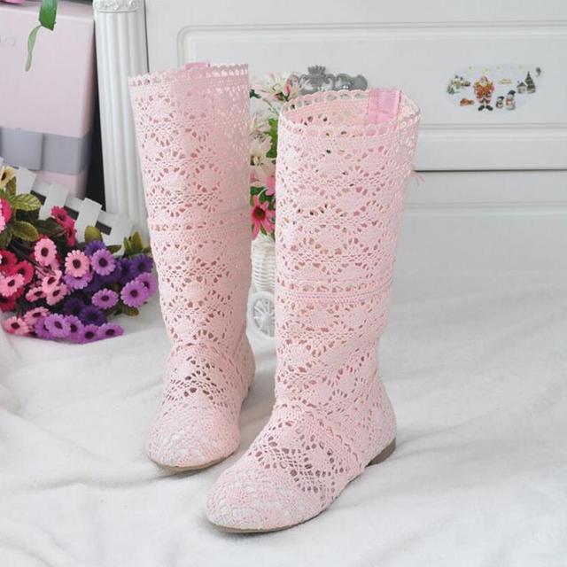 11 цветов в наличии, кружевные полые ботинки, дышащая вязаная сетчатая обувь, корейские высокие летние женские ботинки, женская обувь до колена