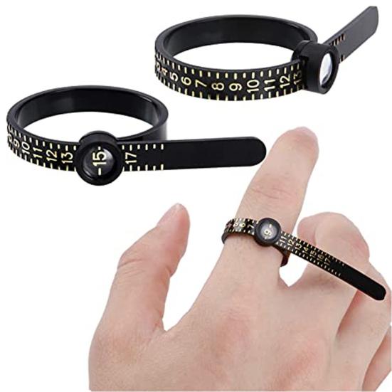 2 Pcs Ring Sizers with Magnified Glass for Convenient Reading Accurate Scale 45674 Ring Measuring Belt Reusable