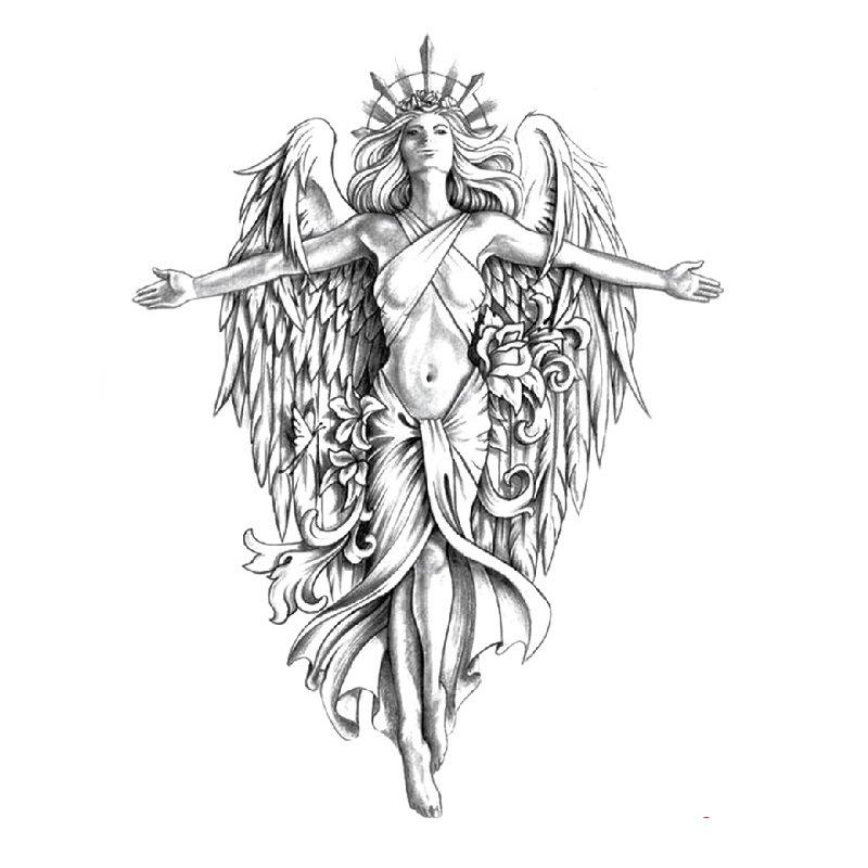 Наклейка на татуировку на руку с цветком, крылья ангела, череп, ветер, набор для переноса на воду, водонепроницаемая наклейка на татуировку