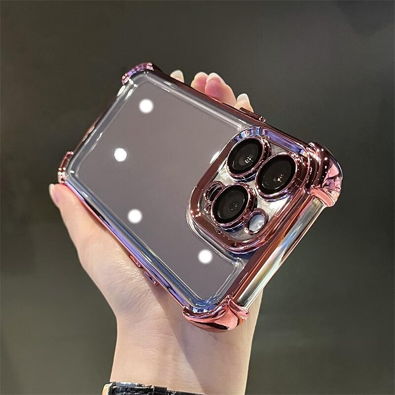 Plating Shockproof Case For Samsung iPhone Xiaomi Redmi Realme OPPO Vivo 360 Full Body Protective Bult In Camera Len Protector Shock-absorbing Airbag