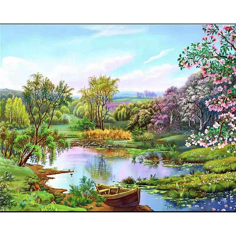 Full Drill Round Diamond Painting 5d Landscape Diy Diamond Embroidery For Adults Home Decoration